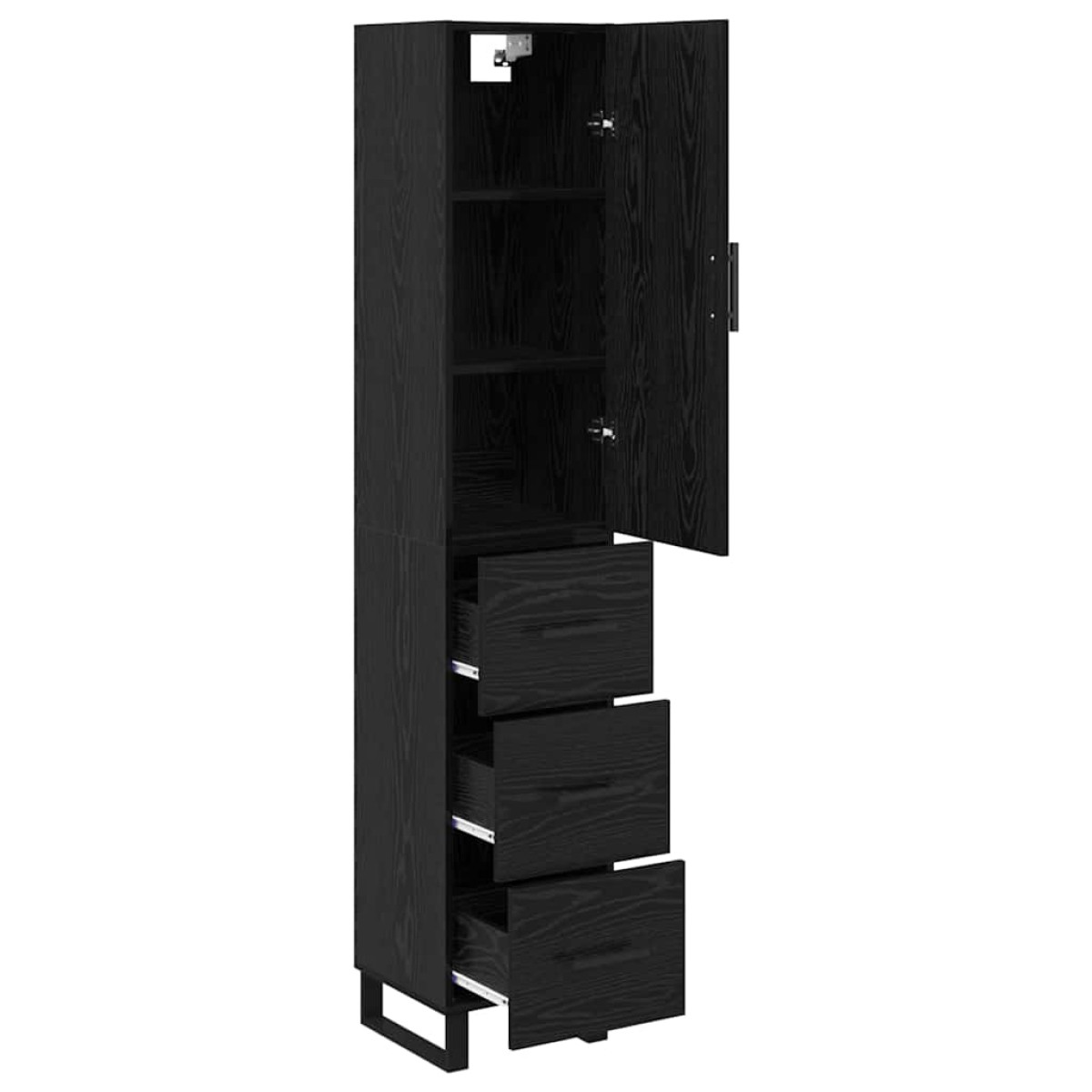 vidaXL Highboard Μαύρη Οξυά 34,5 x 34 x 180 εκ. Επεξεργασμένο Ξύλο