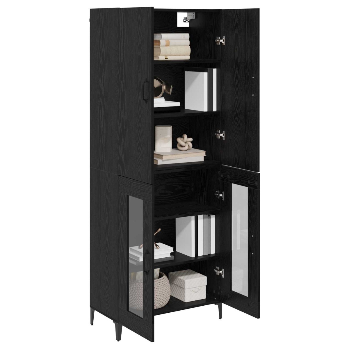 vidaXL Highboard Μαύρη Οξυά 69,5 x 34 x 180 εκ. Επεξεργασμένο Ξύλο