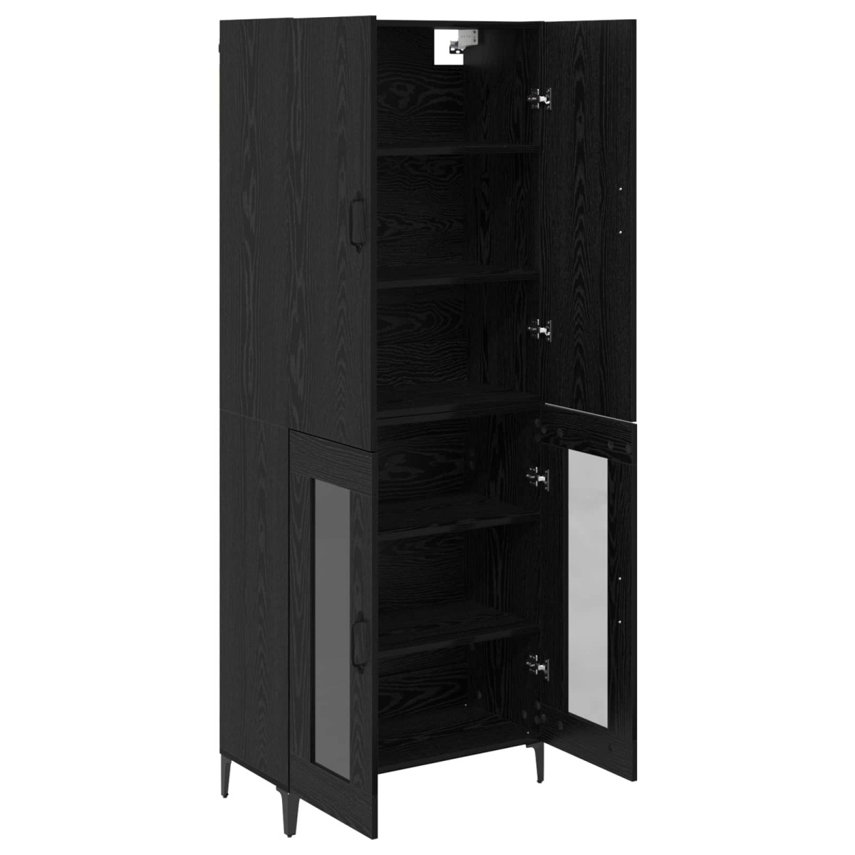 vidaXL Highboard Μαύρη Οξυά 69,5 x 34 x 180 εκ. Επεξεργασμένο Ξύλο