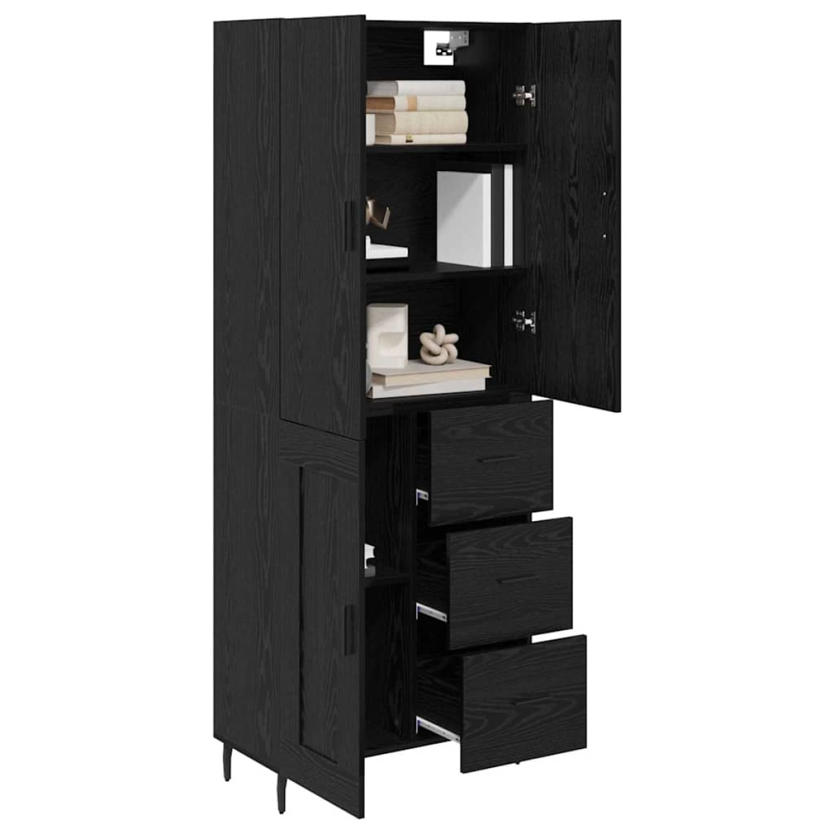 vidaXL Highboard 2 τμχ. Μαύρη δρυς 69,5 x 34 x 180 εκ.