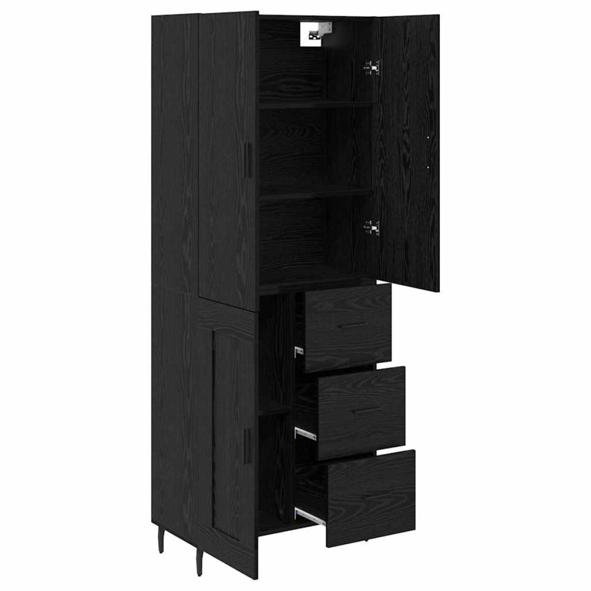 vidaXL Highboard 2 τμχ. Μαύρη δρυς 69,5 x 34 x 180 εκ.
