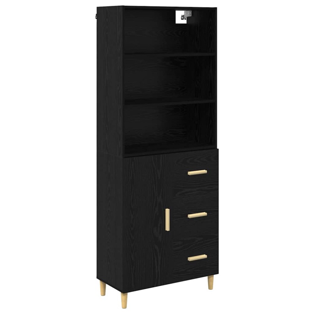 vidaXL Highboard Μαύρη Οξυά 69,5 x 32,5 x 180 εκ Επεξεργασμένο Ξύλο