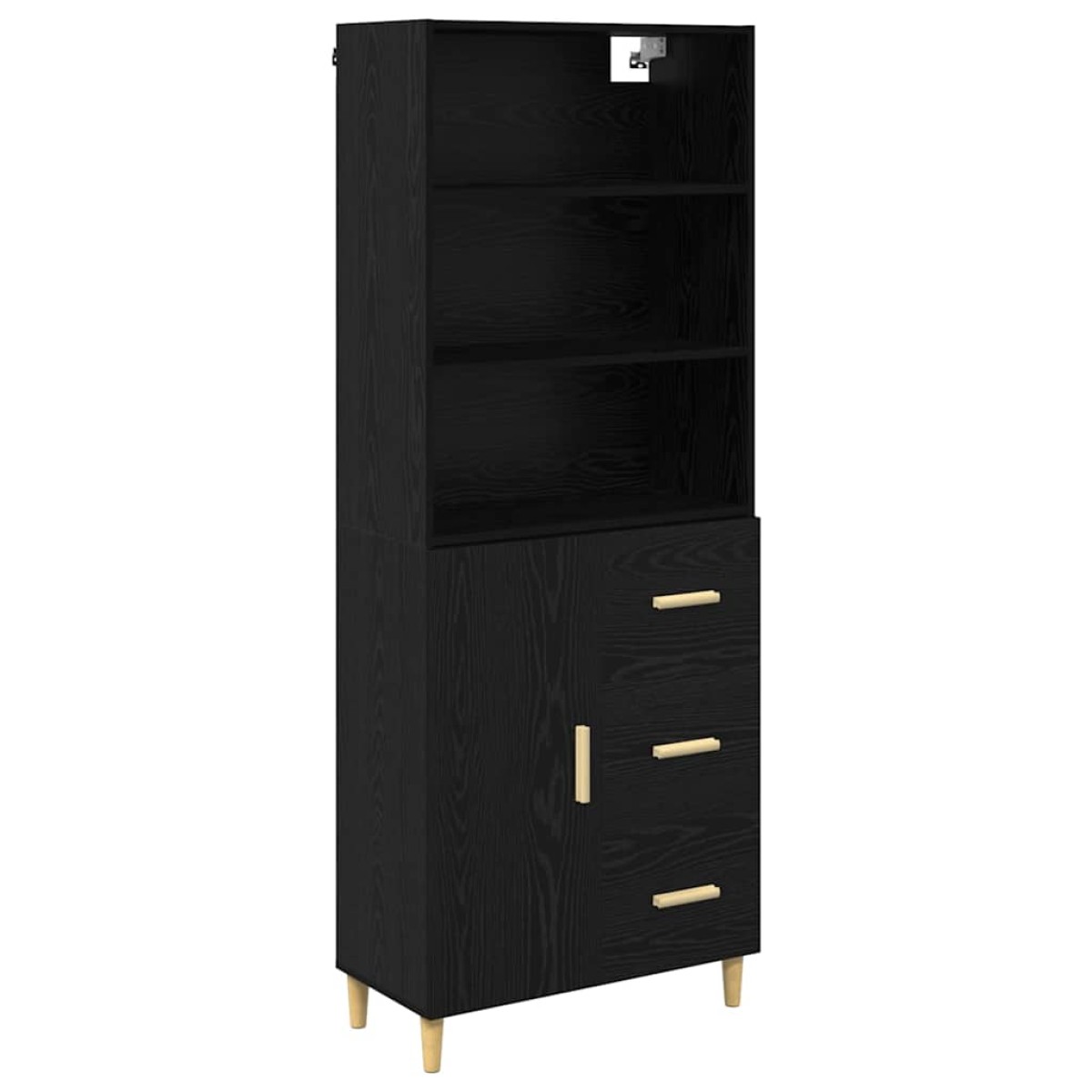 vidaXL Highboard Μαύρη Οξυά 69,5 x 32,5 x 180 εκ Επεξεργασμένο Ξύλο