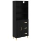 vidaXL Highboard Μαύρη Οξυά 69,5 x 32,5 x 180 εκ Επεξεργασμένο Ξύλο