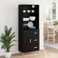 vidaXL Highboard Μαύρη Οξυά 69,5 x 32,5 x 180 εκ Επεξεργασμένο Ξύλο