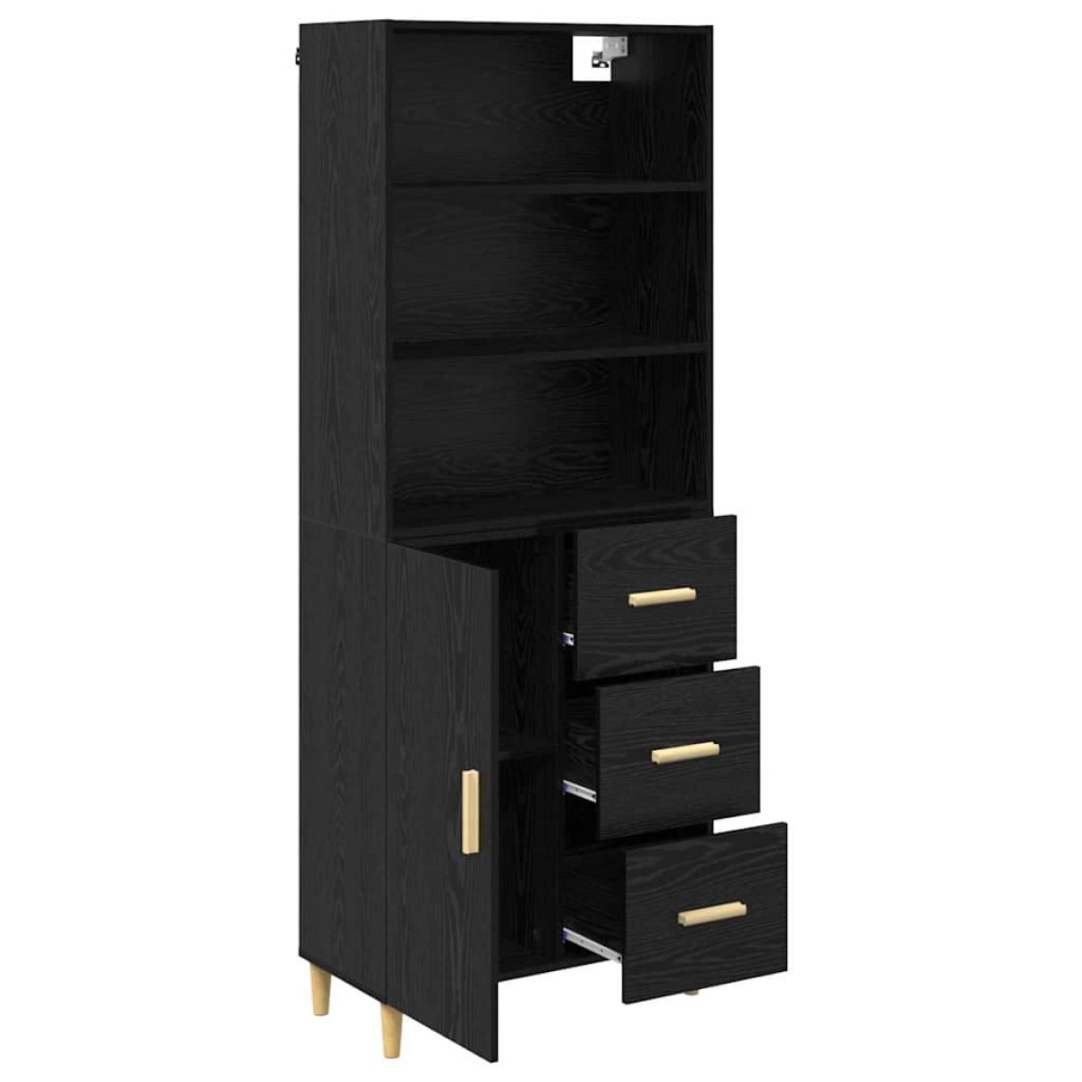 vidaXL Highboard Μαύρη Οξυά 69,5 x 32,5 x 180 εκ Επεξεργασμένο Ξύλο