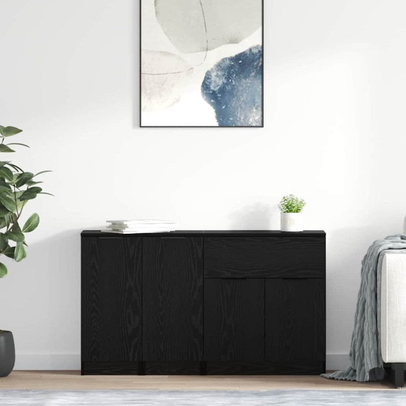 vidaXL Πλαϊνό γραφείο 3 τμχ. Μαύρη δρυς 69,5 x 34 x 180 εκ.