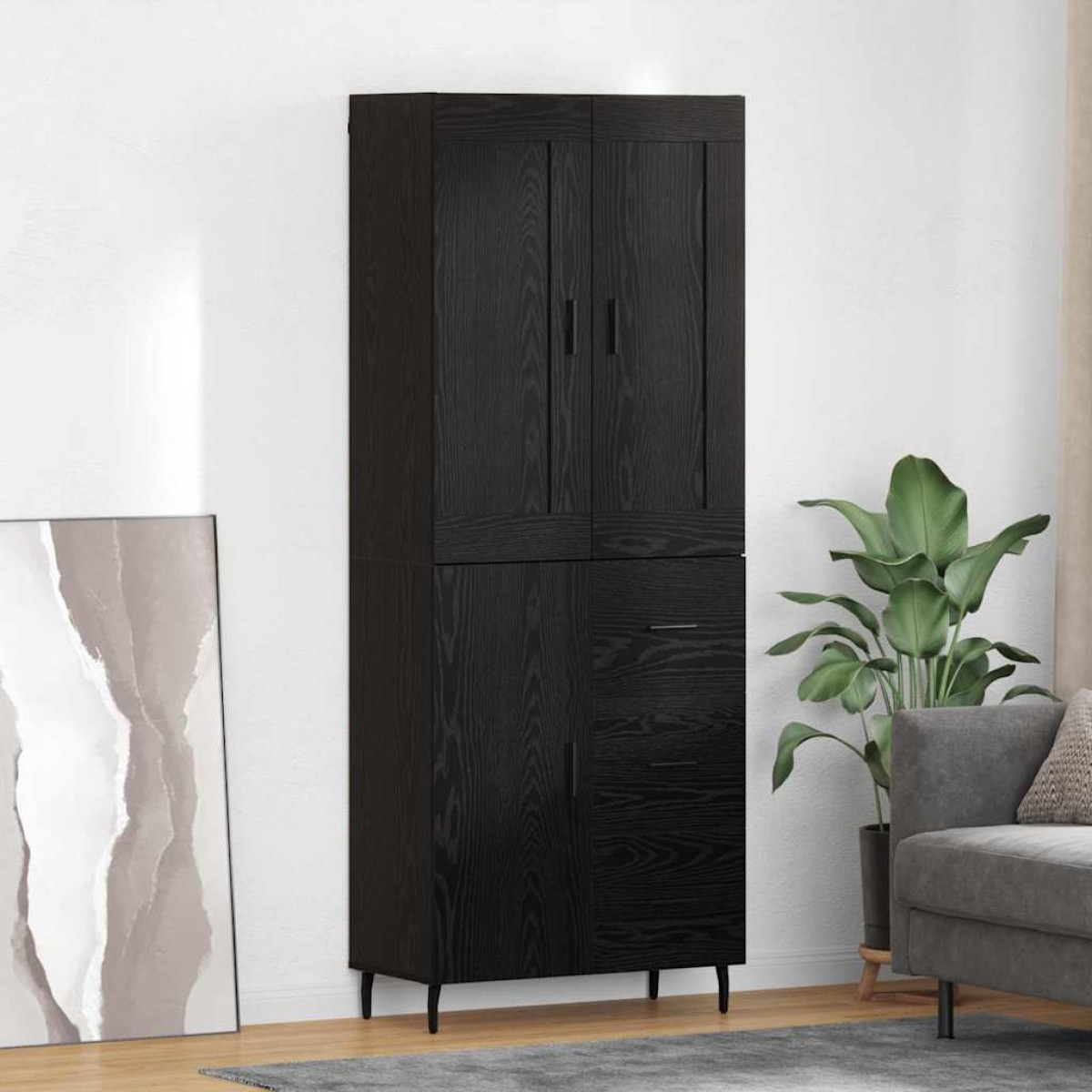 vidaXL Highboard 2 τμχ. Μαύρη Οξυά 69,5 x 34 x 180 εκ.