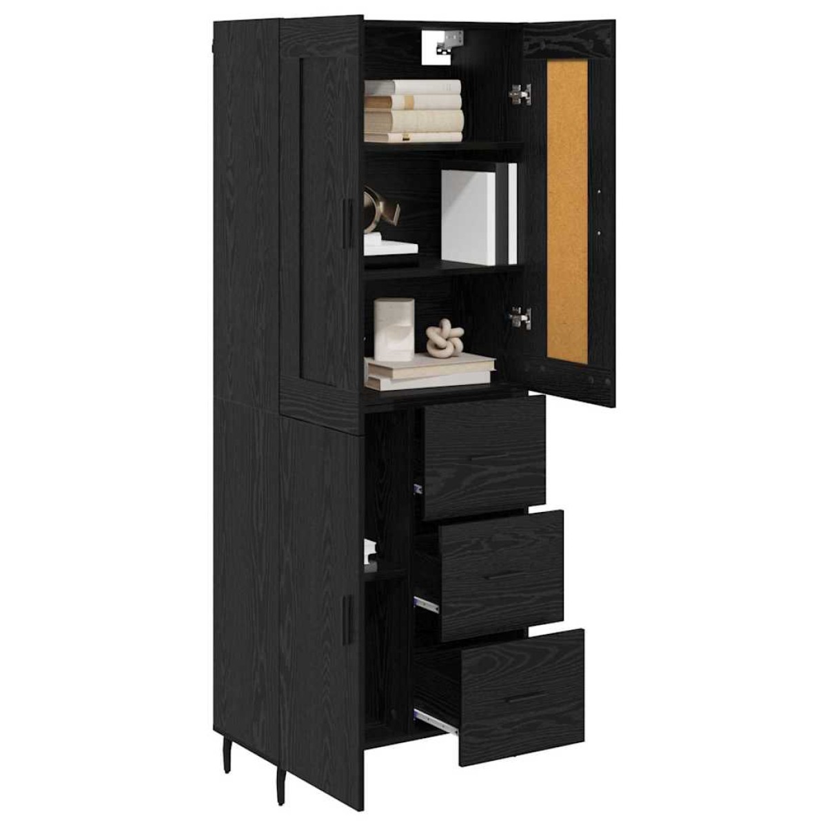 vidaXL Highboard 2 τμχ. Μαύρη Οξυά 69,5 x 34 x 180 εκ.