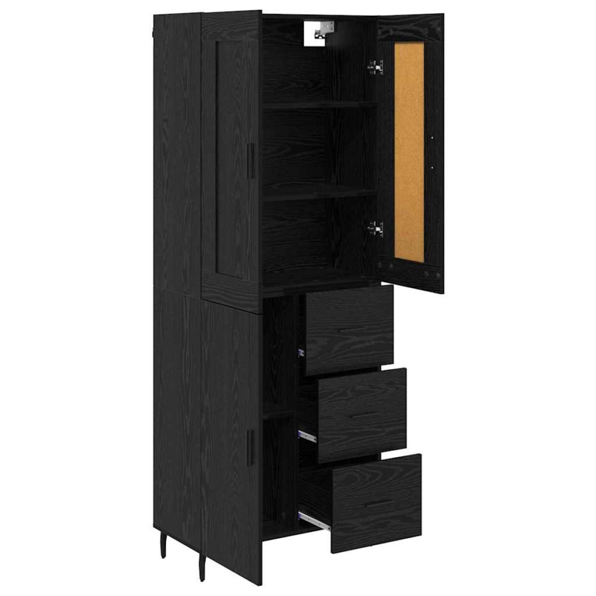 vidaXL Highboard 2 τμχ. Μαύρη Οξυά 69,5 x 34 x 180 εκ.