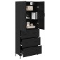 vidaXL Highboard Μαύρη Οξυά 69,5 x 34 x 180 εκ. Επεξεργασμένο Ξύλο