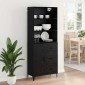 vidaXL Highboard Μαύρη Οξυά 69,5 x 34 x 180 εκ. Επεξεργασμένο Ξύλο