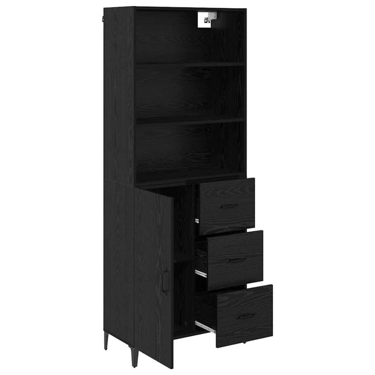 vidaXL Highboard Μαύρη Οξυά 69,5 x 34 x 180 εκ. Επεξεργασμένο Ξύλο