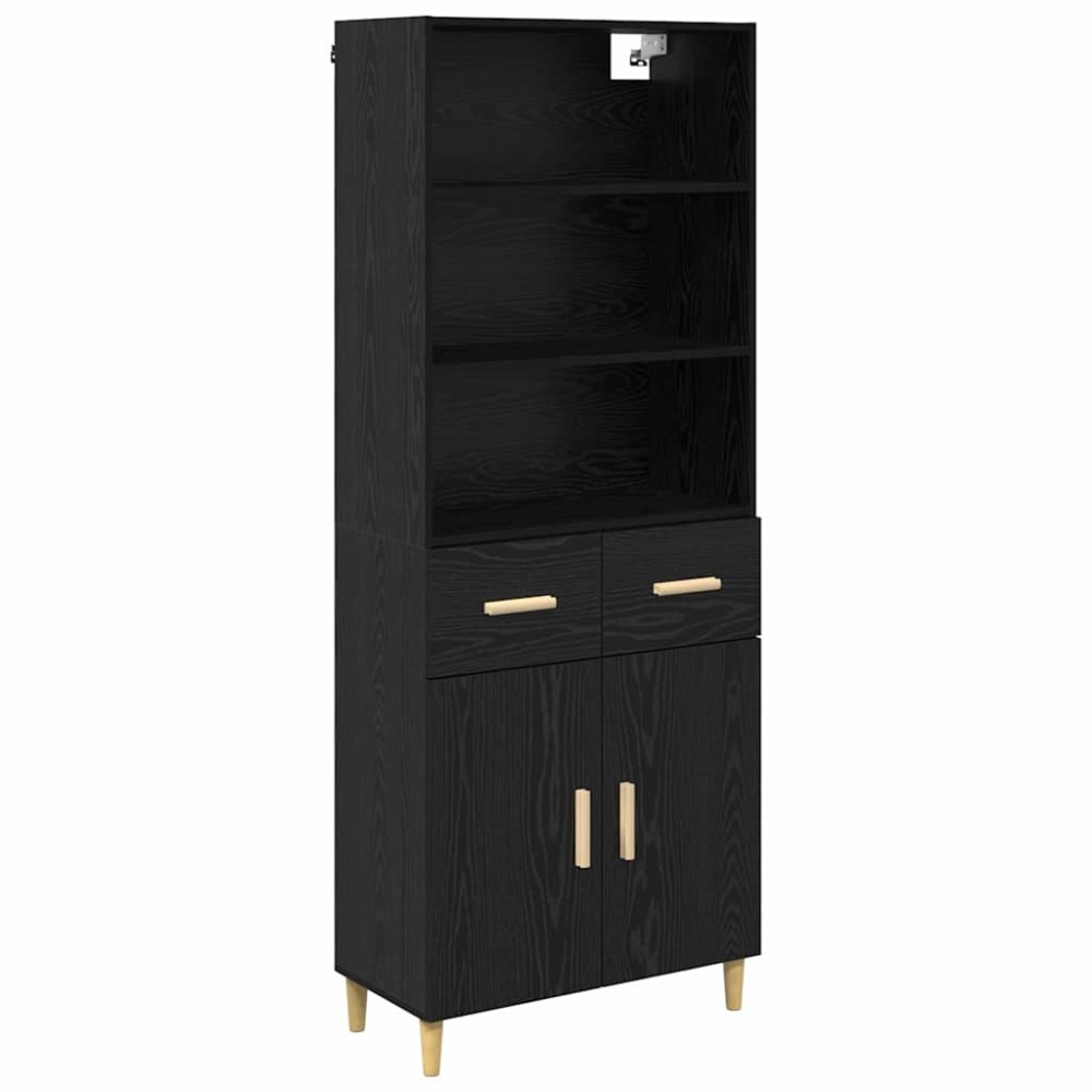 vidaXL Highboard Μαύρη Οξυά 69,5 x 32,5 x 180 εκ Επεξεργασμένο Ξύλο