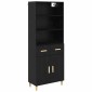 vidaXL Highboard Μαύρη Οξυά 69,5 x 32,5 x 180 εκ Επεξεργασμένο Ξύλο