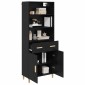 vidaXL Highboard Μαύρη Οξυά 69,5 x 32,5 x 180 εκ Επεξεργασμένο Ξύλο