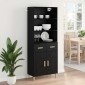vidaXL Highboard Μαύρη Οξυά 69,5 x 32,5 x 180 εκ Επεξεργασμένο Ξύλο