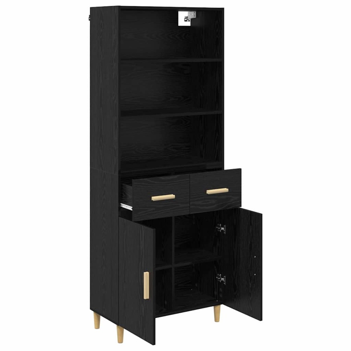 vidaXL Highboard Μαύρη Οξυά 69,5 x 32,5 x 180 εκ Επεξεργασμένο Ξύλο