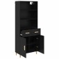 vidaXL Highboard Μαύρη Οξυά 69,5 x 32,5 x 180 εκ Επεξεργασμένο Ξύλο