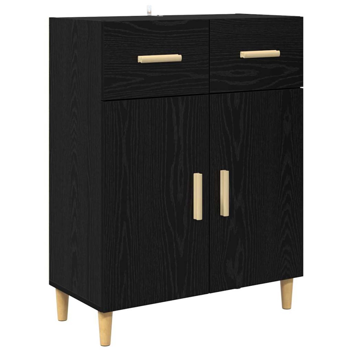 vidaXL Highboard Μαύρη Οξυά 69,5 x 32,5 x 180 εκ Επεξεργασμένο Ξύλο