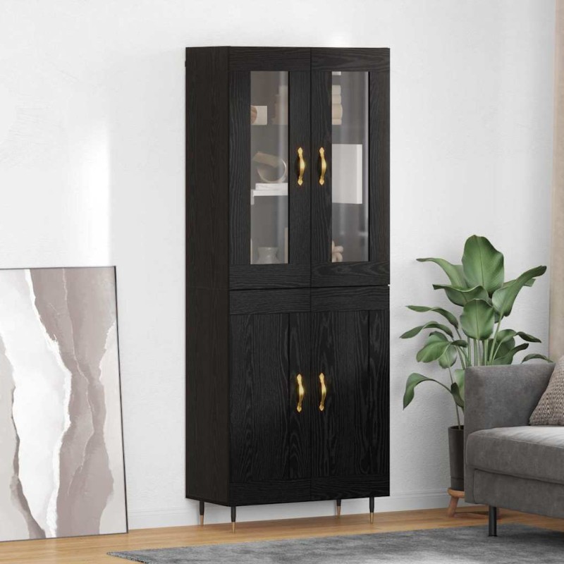 vidaXL Highboard 2 τμχ. Μαύρη Οξυά 69,5 x 34 x 180 εκ.
