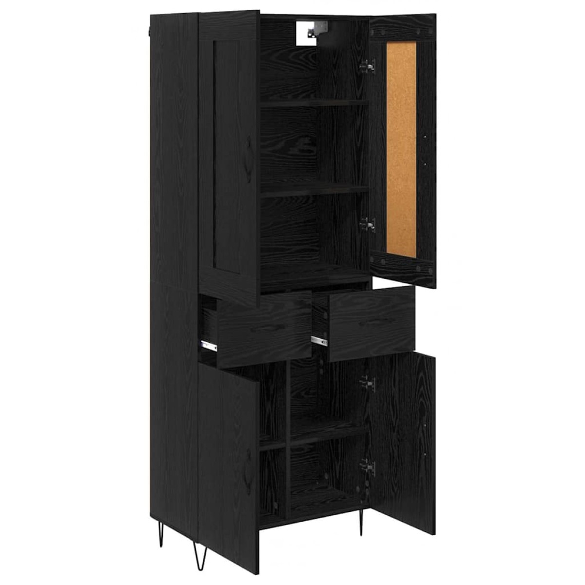 vidaXL Highboard Μαύρη Οξυά 69,5 x 34 x 180 εκ. Επεξεργασμένο Ξύλο