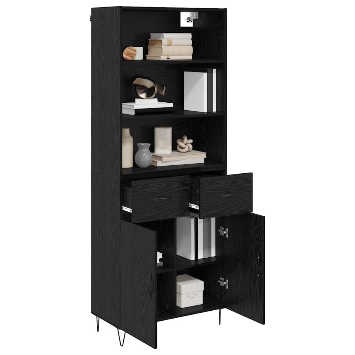 vidaXL Highboard 2 τμχ. Μαύρη Οξυά 69,5 x 34 x 180 εκ.