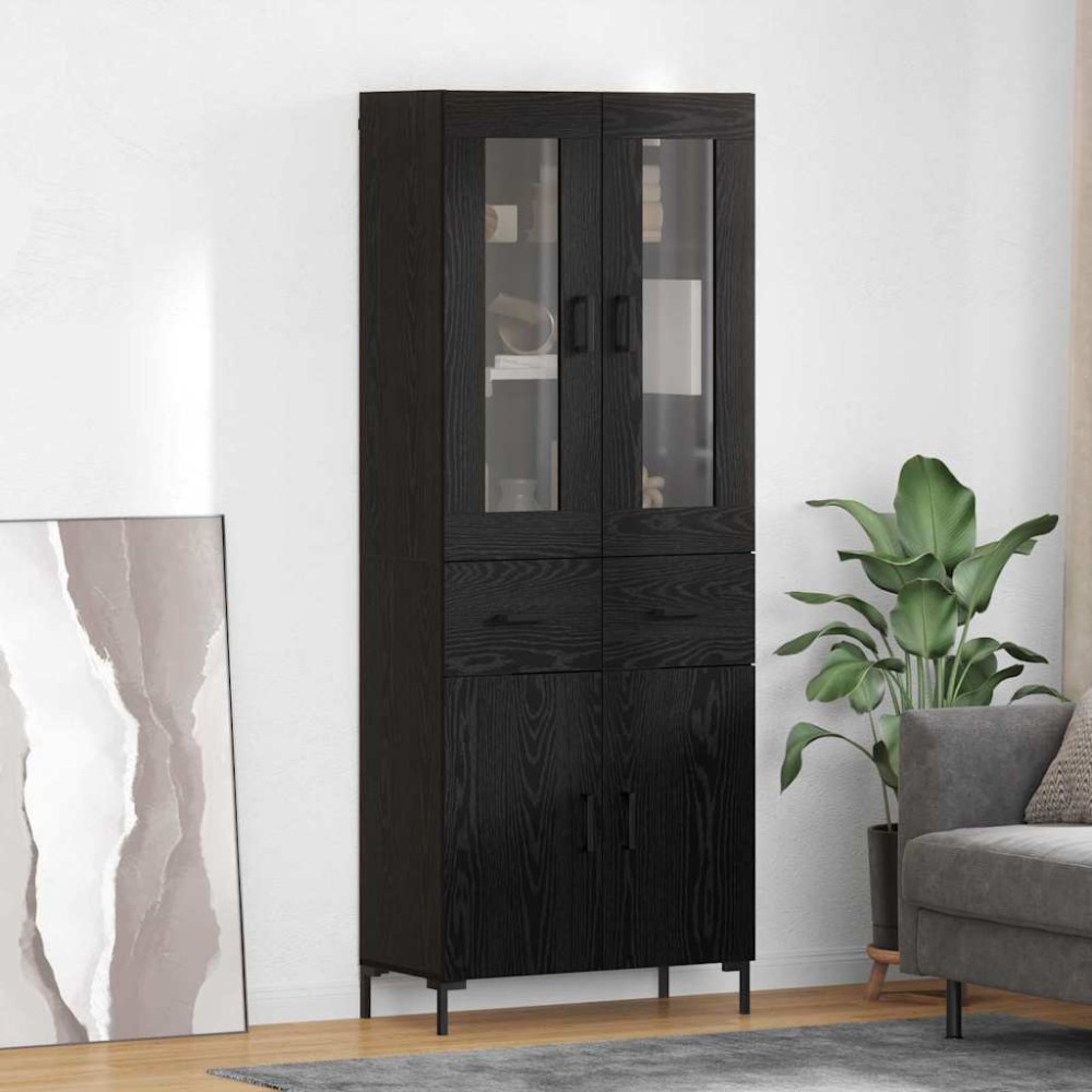 vidaXL Highboard 2 τμχ. Μαύρη Οξυά 69,5 x 34 x 180 εκ.