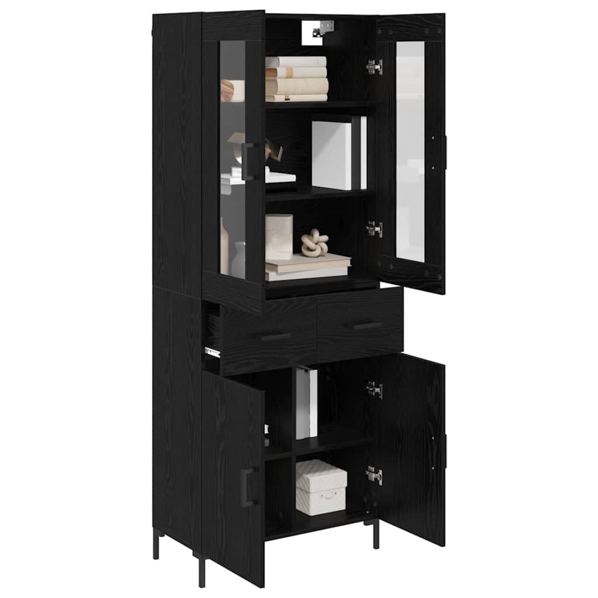 vidaXL Highboard 2 τμχ. Μαύρη Οξυά 69,5 x 34 x 180 εκ.