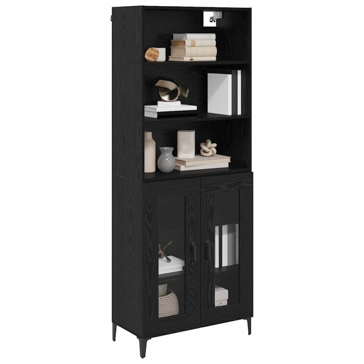 vidaXL Highboard Μαύρη Οξυά 69,5 x 34 x 180 εκ. Επεξεργασμένο Ξύλο