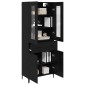 vidaXL Highboard Μαύρη Οξυά 69,5 x 34 x 180 εκ. Επεξεργασμένο Ξύλο