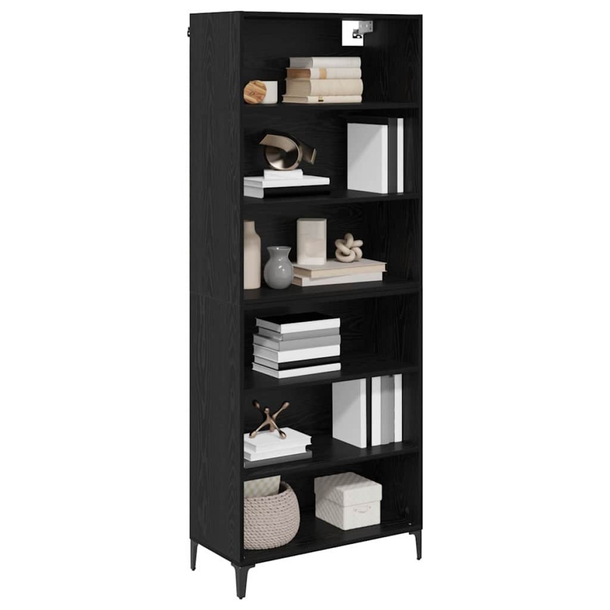 vidaXL Highboard Μαύρη Οξυά 69,5 x 34 x 180 εκ. Επεξεργασμένο Ξύλο