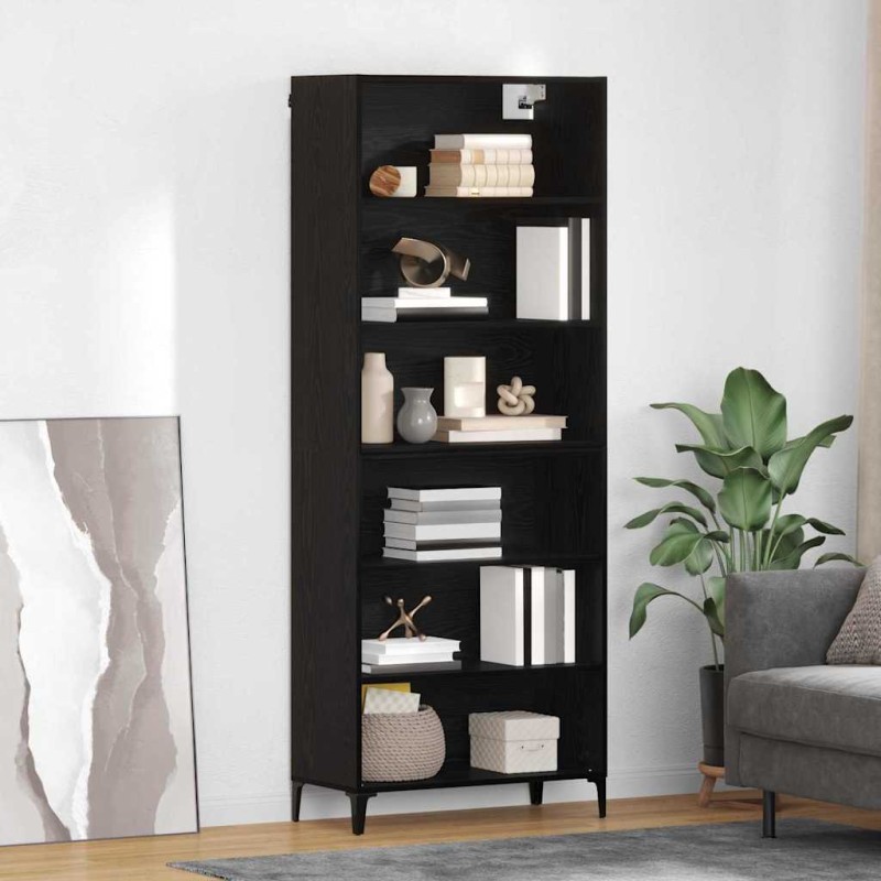 vidaXL Highboard Μαύρη Οξυά 69,5 x 34 x 180 εκ. Επεξεργασμένο Ξύλο