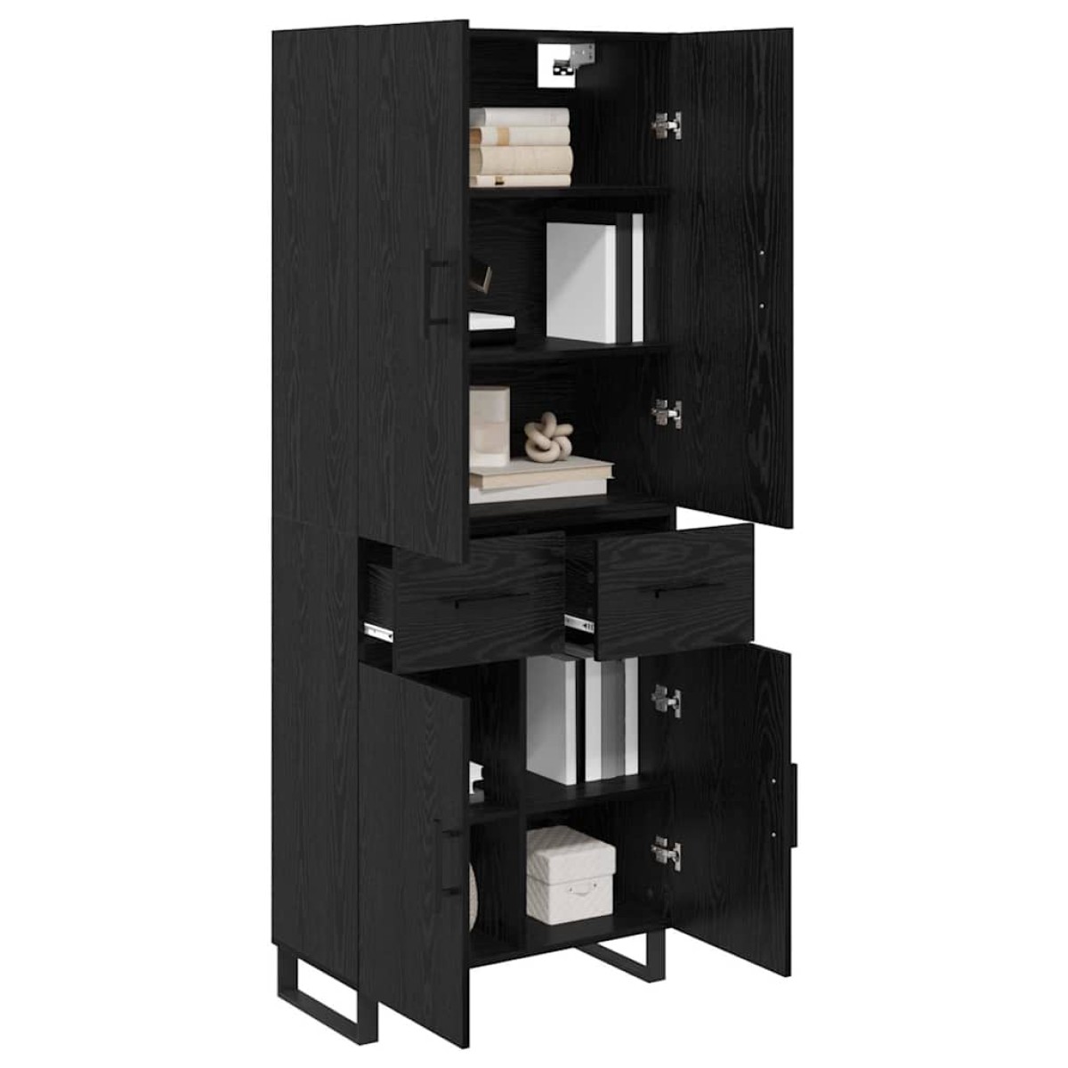 vidaXL Highboard 2 τμχ. Μαύρη Οξυά 69,5 x 34 x 180 εκ.