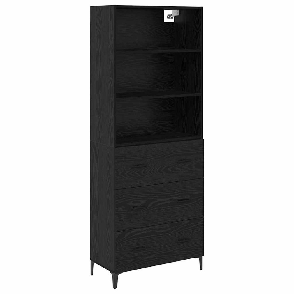 vidaXL Highboard Μαύρη Οξυά 69,5 x 34 x 180 εκ. Επεξεργασμένο Ξύλο