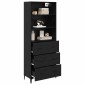 vidaXL Highboard Μαύρη Οξυά 69,5 x 34 x 180 εκ. Επεξεργασμένο Ξύλο