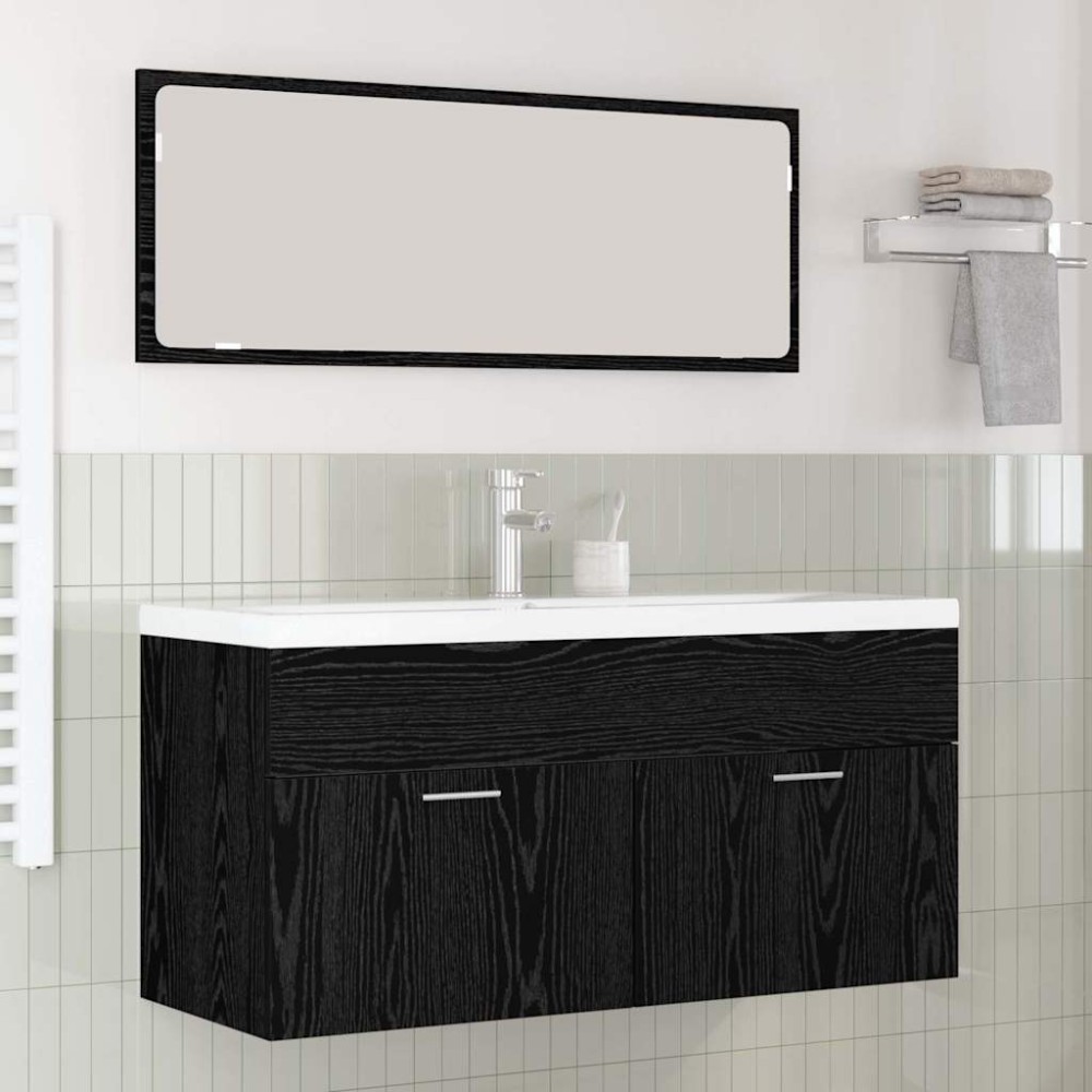 vidaXL Ντουλάπι Μπάνιου Μαύρη Οξυά 100 x 38,5 x 46 cm