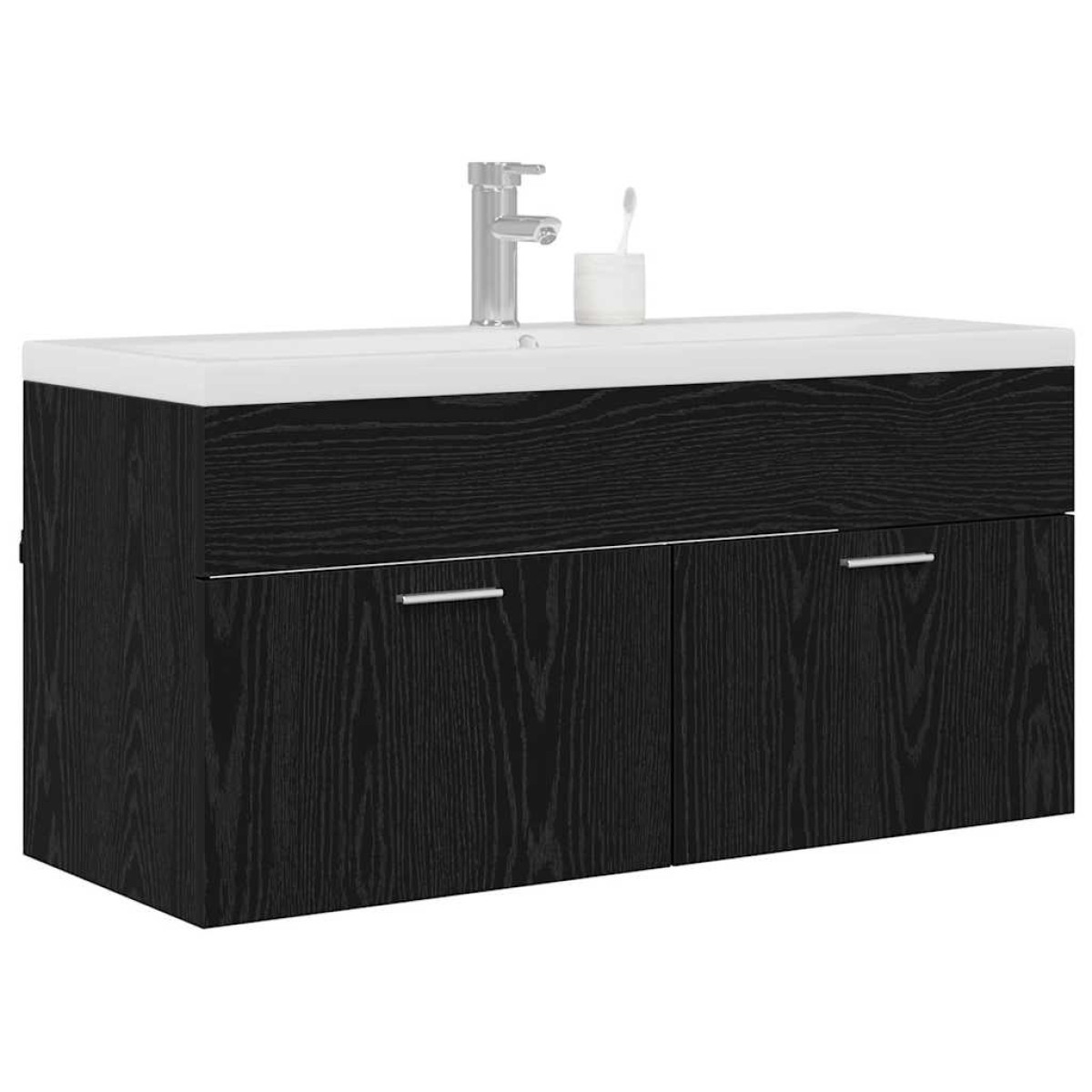 vidaXL Ντουλάπι Μπάνιου Μαύρη Οξυά 100 x 38,5 x 46 cm