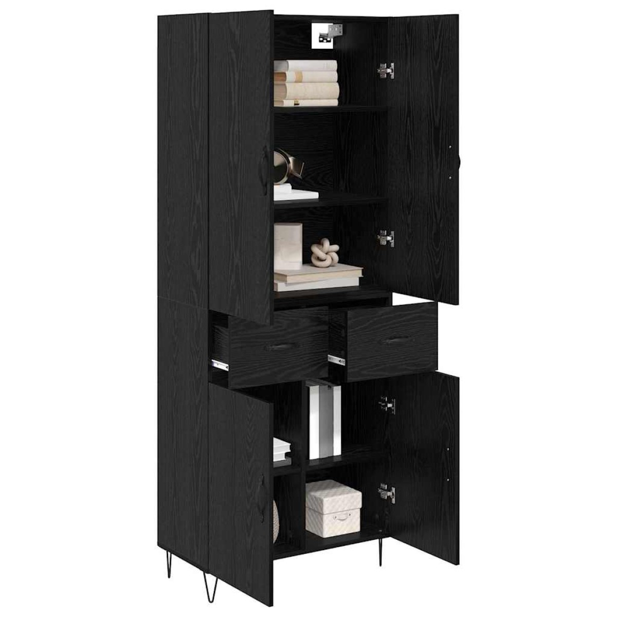 vidaXL Highboard 2 τμχ. Μαύρη Οξυά 69,5 x 34 x 180 εκ.