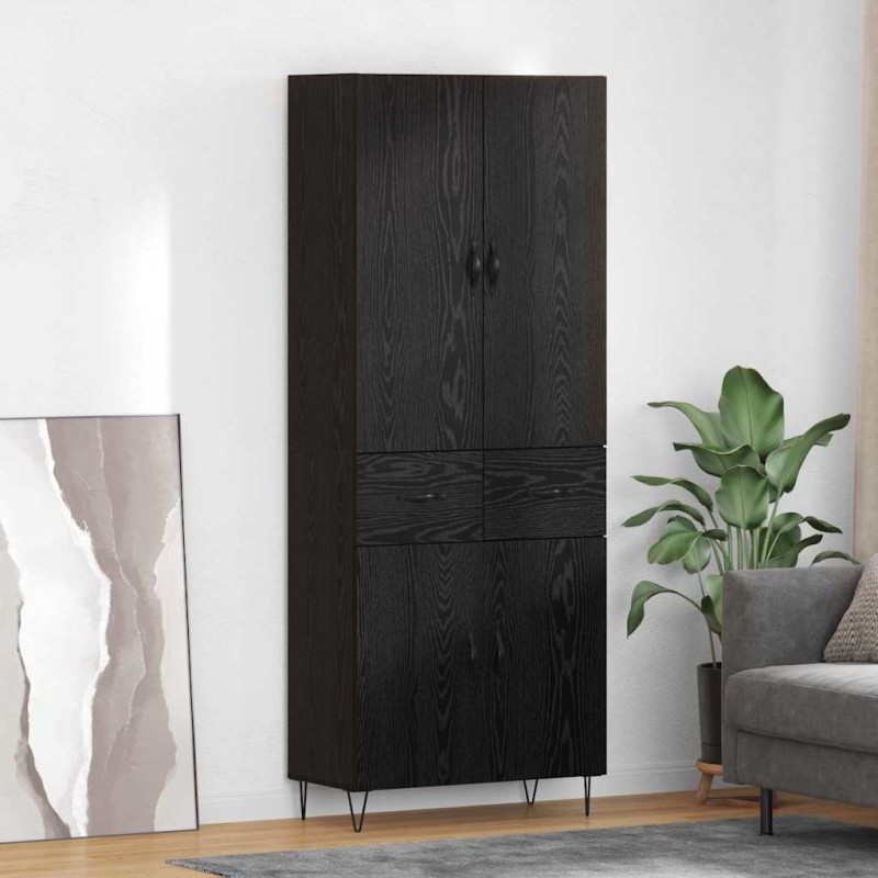 vidaXL Highboard 2 τμχ. Μαύρη Οξυά 69,5 x 34 x 180 εκ.
