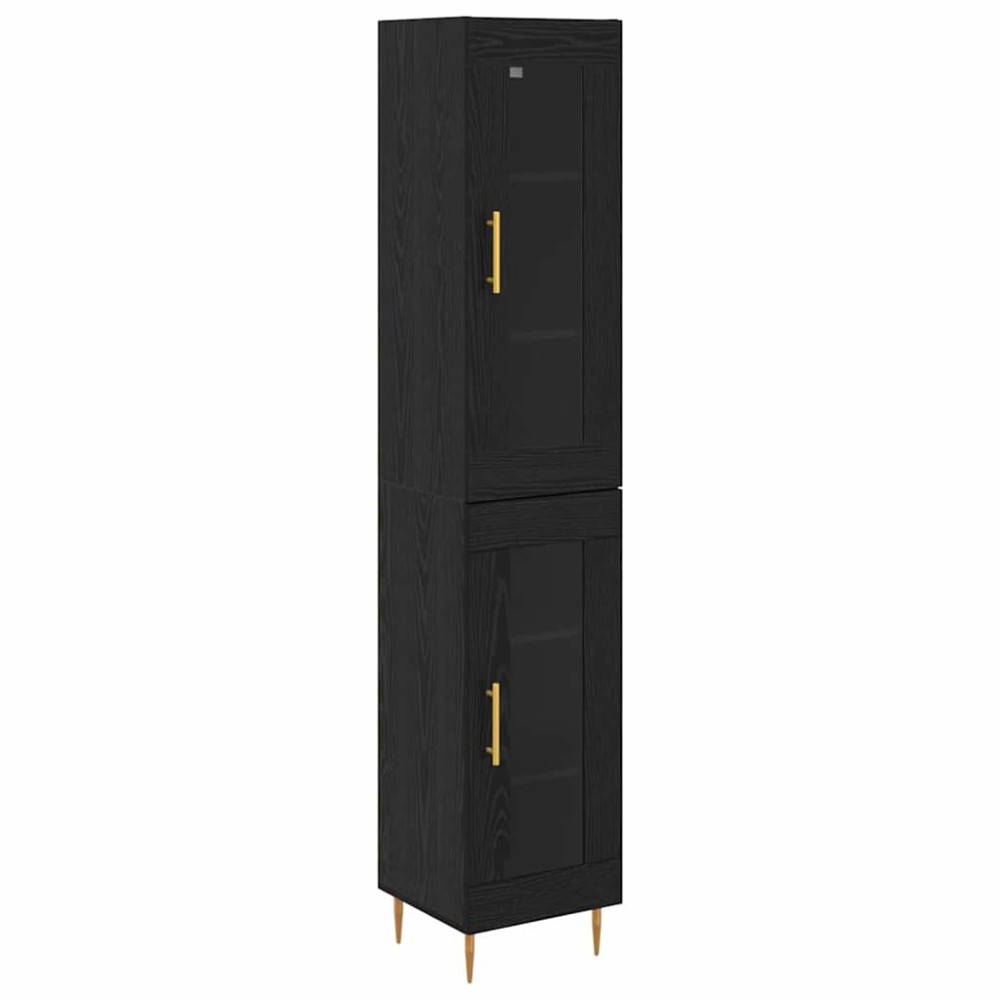 vidaXL Highboard 2 τμχ. Μαύρη Οξυά 34,5 x 34 x 180 εκ.