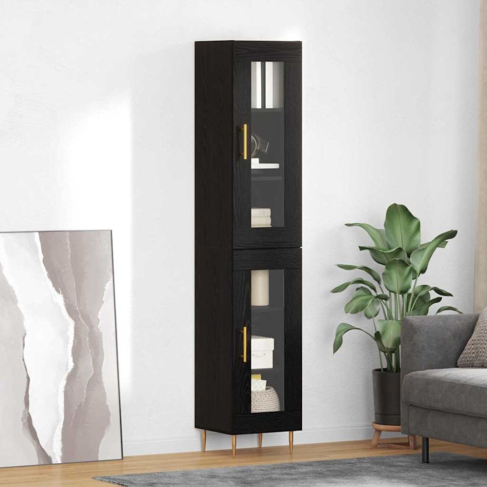 vidaXL Highboard 2 τμχ. Μαύρη Οξυά 34,5 x 34 x 180 εκ.