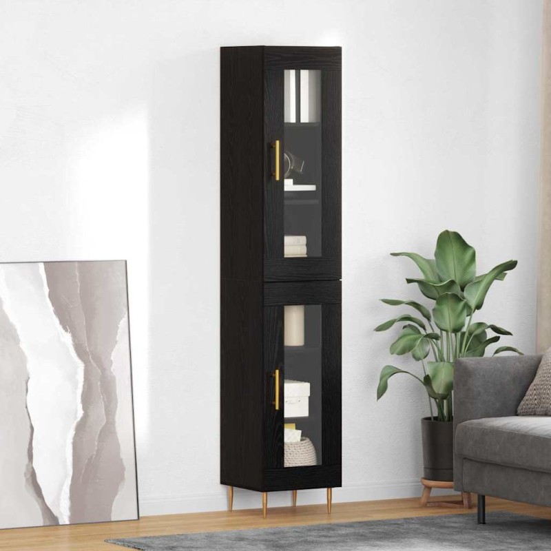 vidaXL Highboard 2 τμχ. Μαύρη Οξυά 34,5 x 34 x 180 εκ.