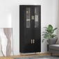 vidaXL Highboard Μαύρη Οξυά 69,5 x 34 x 180 εκ. Σύνθετο Ξύλο και Γυαλί