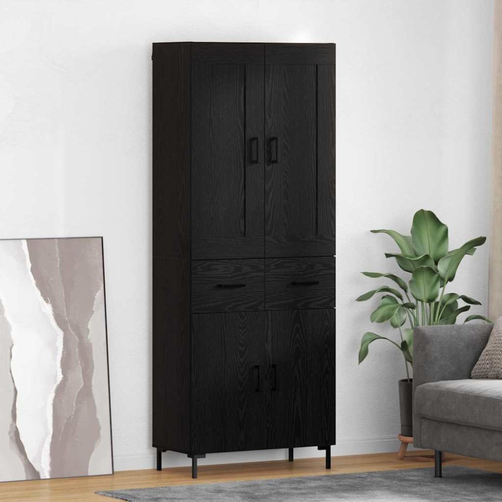 vidaXL Highboard 2 τμχ. Μαύρη Οξυά 69,5 x 34 x 180 εκ.