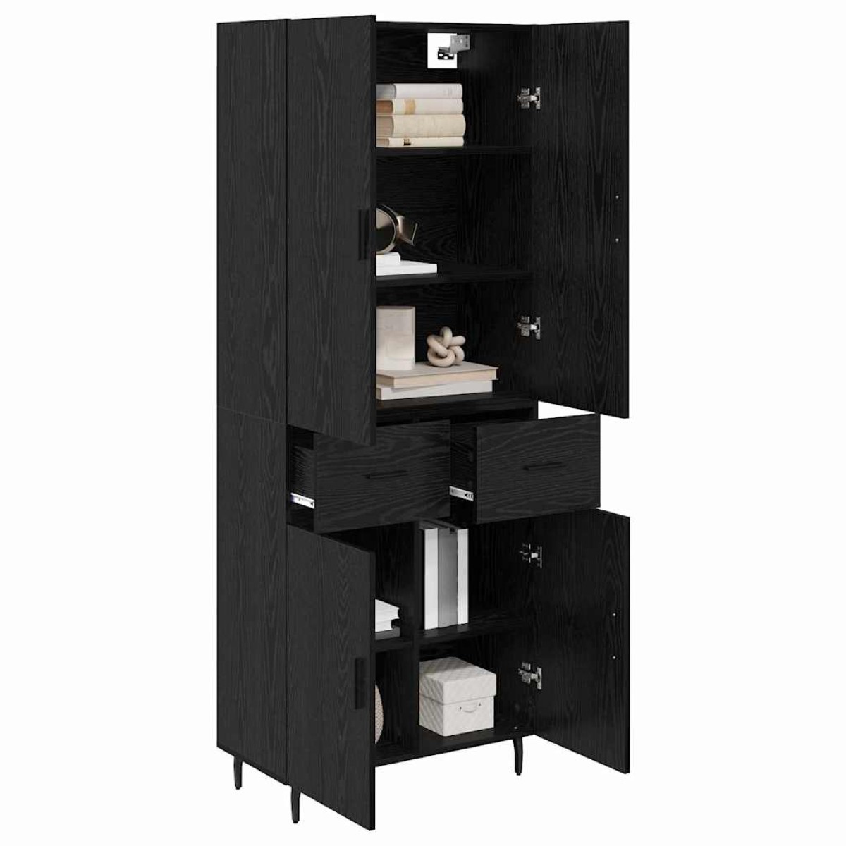 vidaXL Highboard 2 τμχ. Μαύρη δρυς 69,5 x 34 x 180 εκ.