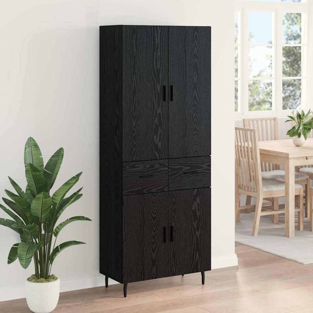 vidaXL Highboard 2 τμχ. Μαύρη δρυς 69,5 x 34 x 180 εκ.