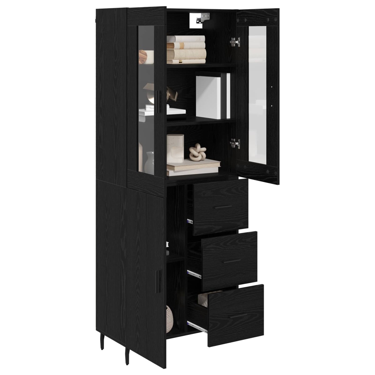 vidaXL Highboard 2 τμχ. Μαύρη Οξυά 69,5 x 34 x 180 εκ.