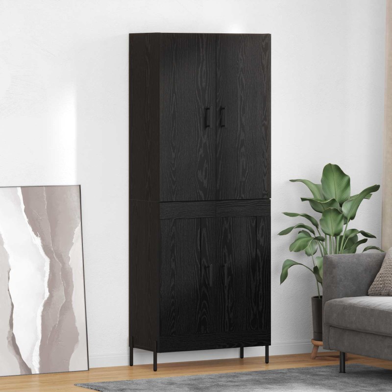 vidaXL Highboard Μαύρη Οξυά 69,5 x 34 x 180 εκ. Επεξεργασμένο Ξύλο