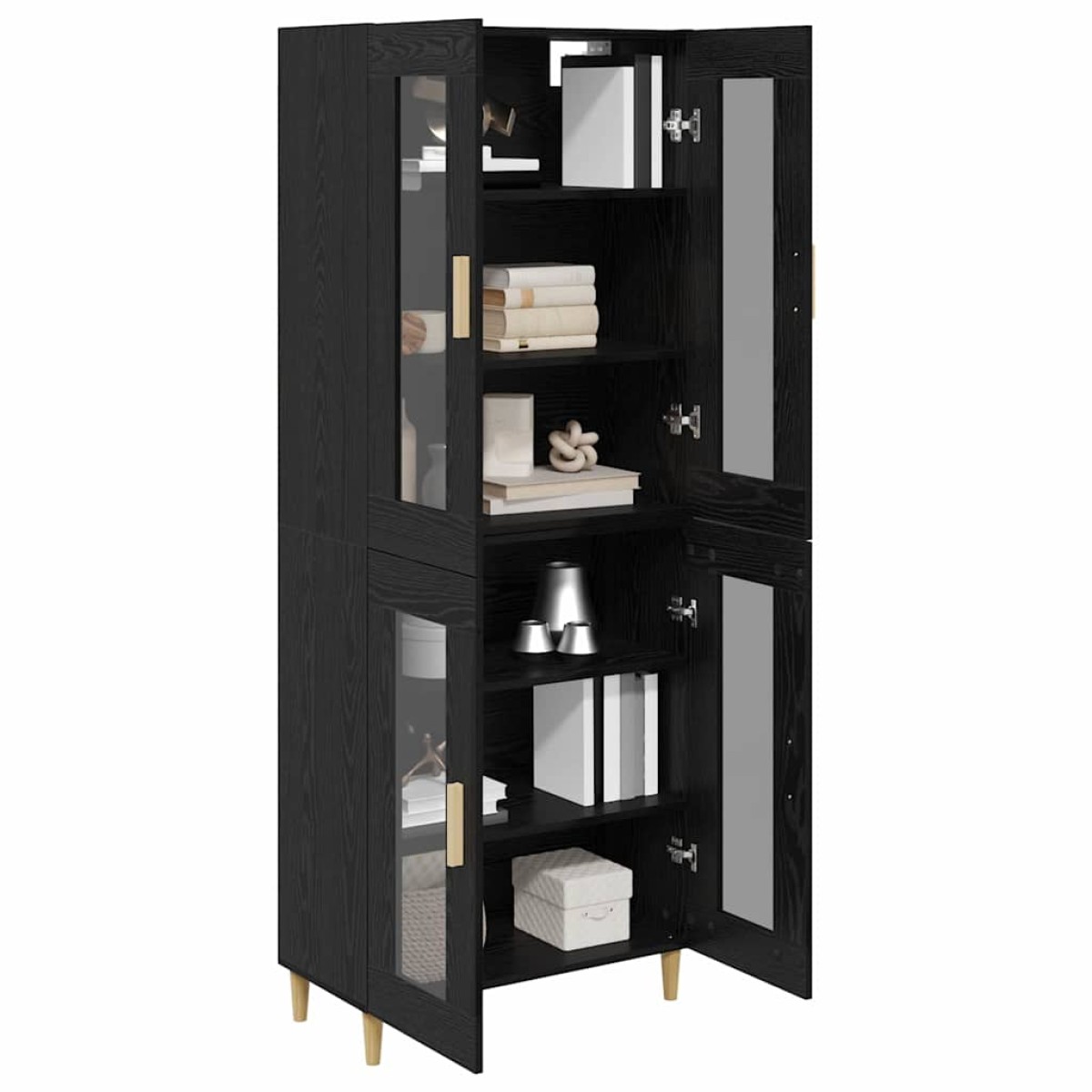 vidaXL Highboard Μαύρη Οξυά 69,5 x 34 x 180 εκ. Επεξεργασμένο Ξύλο